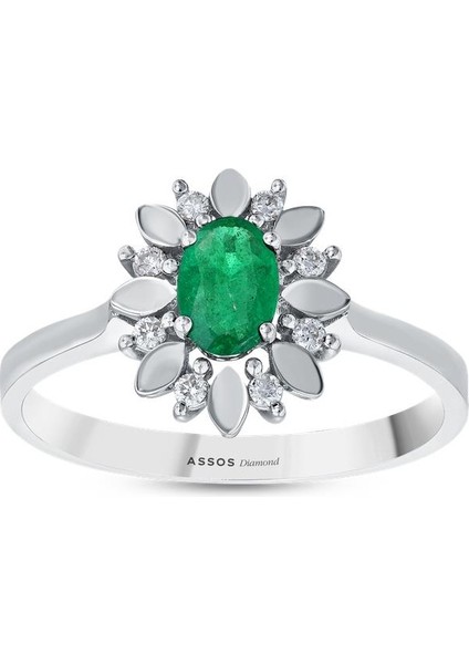 0.07 Karat Zümrüt Taşlı Pırlanta Yüzük