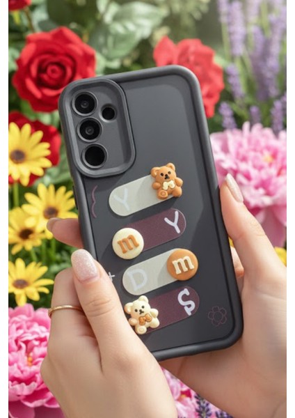 Samsung Galaxy A05S Uyumlu Kılıf Siyah Renk Ayıcık Figürlü 3D Kamera Korumalı Darbe Emici Yumuşak Silikon Kapak