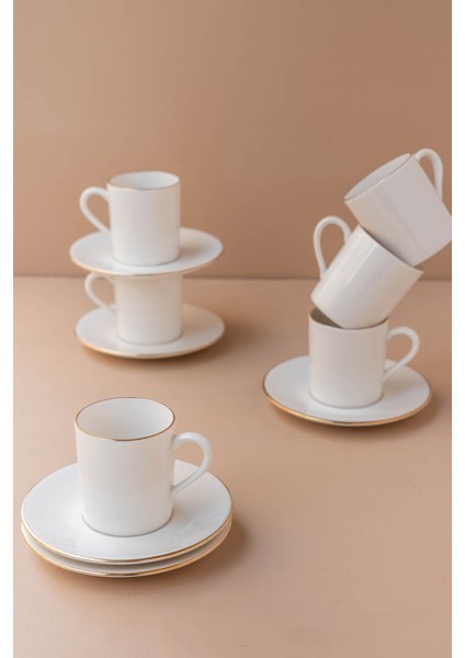 | Ceyda | Altın Kenarlı 12 Parça 6 Kişilik Porselen Kahve Fincan Takımı fırsatları