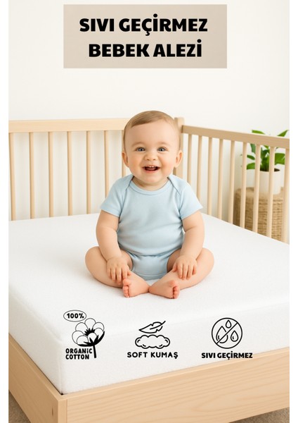 Pamuk Sıvı Geçirmez Bebek ve Çocuk Alezi, Park Yatak ve Beşik Yatağa Uygun Alez