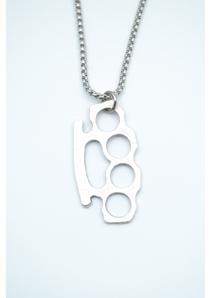 Muşta Gümüş Kaplama Örme Zincir Kolye