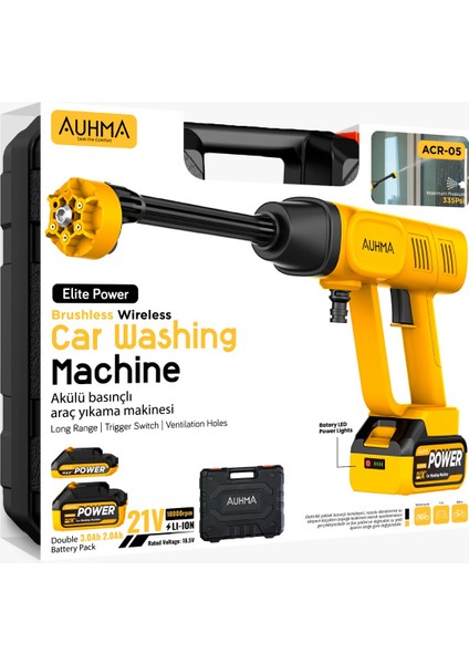Çift Bataryalı Çantalı 37.500 Mah Auhma 170W Şarjlı Bahçe Sulama Basınçlı Güçlü Araç Yıkama Makinesi modelleri