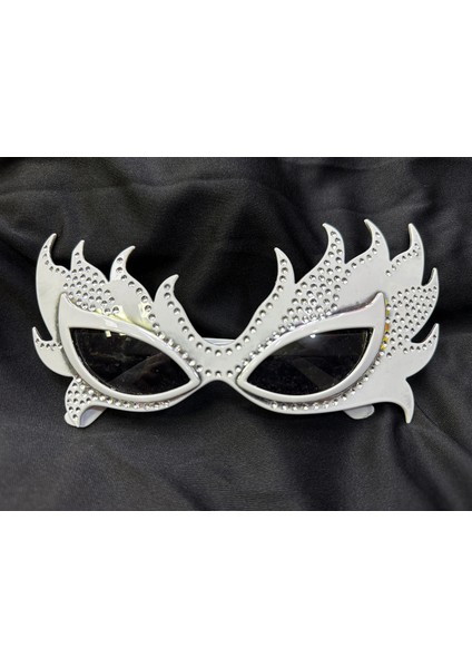 Taşlı Göz Kamaştıran Gecenin Yıldızı Beyaz Parti Alev Gözlük