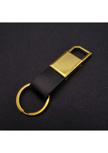 Metal Deri Anahtarlık Siyah