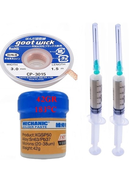 Mechanic Krem Lehim Sıvı Lehim Mechanic Solder Paste 42Gr Lehim Emme Temizleme Teli 3Mm