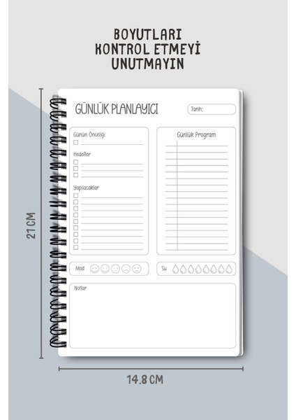 Günlük Planlayıcı A5 Defter, Notlar, Yapılacaklar, Esnek Karton Kapaklı, 100 Günlük, Ters Çiçekli