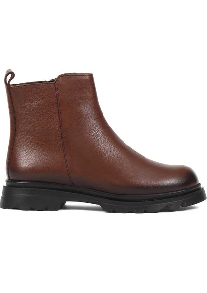 Kadın Taba Fermuarlı Deri Bot