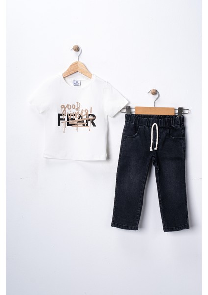 Erkek Çocuk 3'lü Kombin Takım -Cepli Gömlek, %100 Pamuk Tişört ve Likralı Beli Lastikli Jean Pantolon modelleri