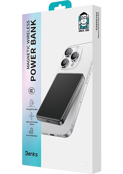 MP17 Armorgo M-Safe Özellikli 600D Aramid Fiber Qi2 Teknolojili Powerbank 15W 10000MAH Siyah