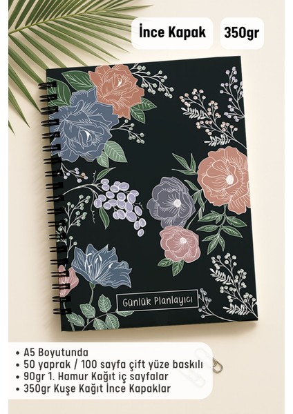 Günlük Planlayıcı A5 Defter, Notlar, Yapılacaklar, Esnek Karton Kapaklı, 100 Günlük, Beyaz Çizgili fiyatları