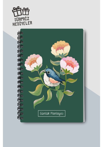 Günlük Planlayıcı A5 Defter, Notlar, Yapılacaklar, Esnek Karton Kapaklı, 100 Günlük, Yeşil Kuşlu indirimleri