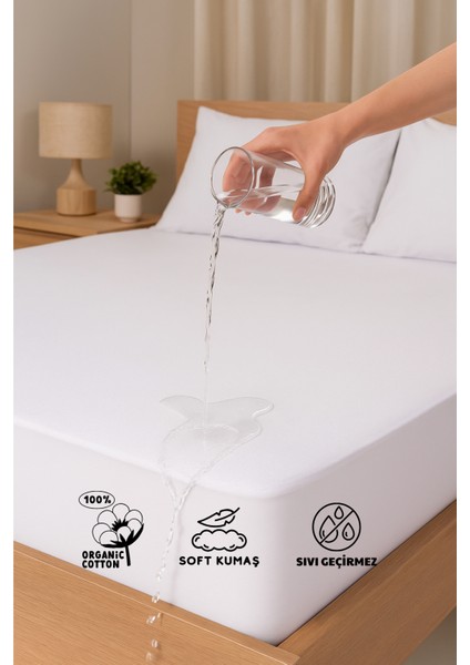 Pamukkale Fitted Su Sıvı Geçirmez %100 Pamuk Yatak Koruyucu Alez