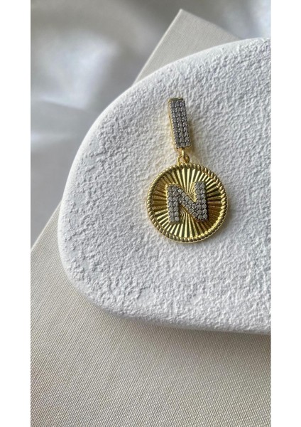 Altın Kaplama N Harf Kolye Ucu ve Ajda Charm