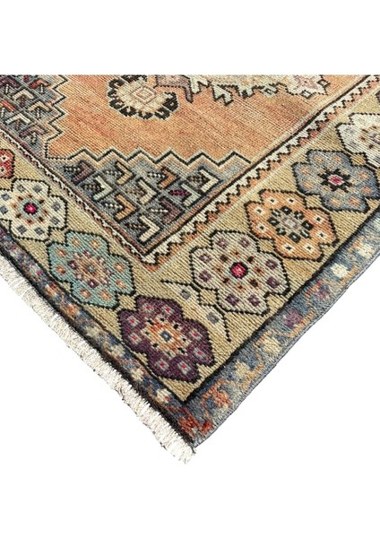 El Dokuma Vintage Eskitme Maden Halısı 94X300 Yün 3 Metre Yolluk Renkli fiyatları