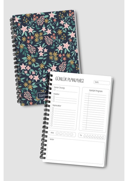 Günlük Planlayıcı A5 Defter, Notlar, Yapılacaklar, Esnek Karton Kapaklı, 100 Günlük, Karışık Çiçekli fiyatları