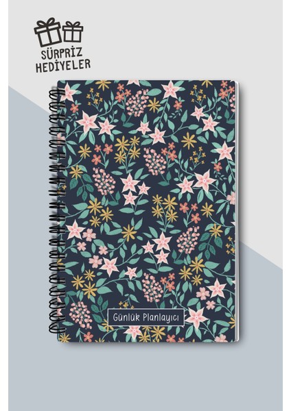 Günlük Planlayıcı A5 Defter, Notlar, Yapılacaklar, Esnek Karton Kapaklı, 100 Günlük, Karışık Çiçekli modelleri