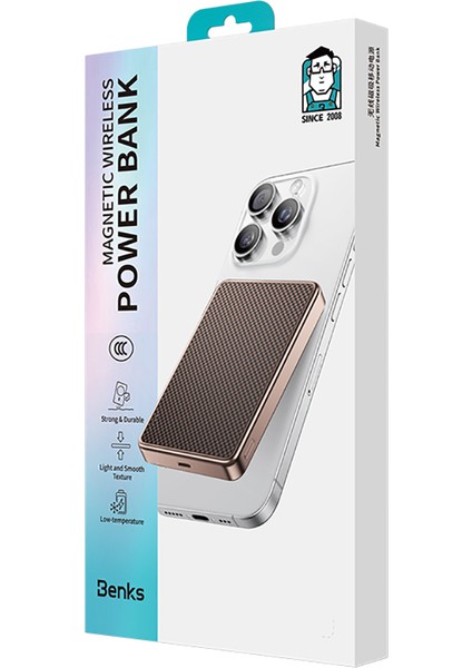 MP17 Armorgo M-Safe Özellik Armortint Aramid Fiber Qi2 Teknolojili Powerbank 15W 10000MAH Gold