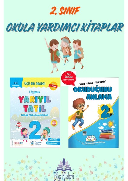 Üçgen 2.sınıf Yarıyıl Tatil Kitabı (1.dönem Konularını Kapsar)- Okuduğunu Anlama Hediyeli