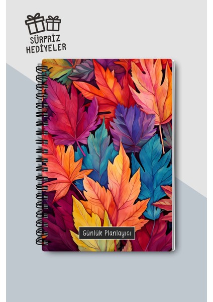 Günlük Planlayıcı A5 Defter, Notlar, Yapılacaklar, Esnek Karton Kapaklı, 100 Günlük, Renkli Yapraklı fırsatları