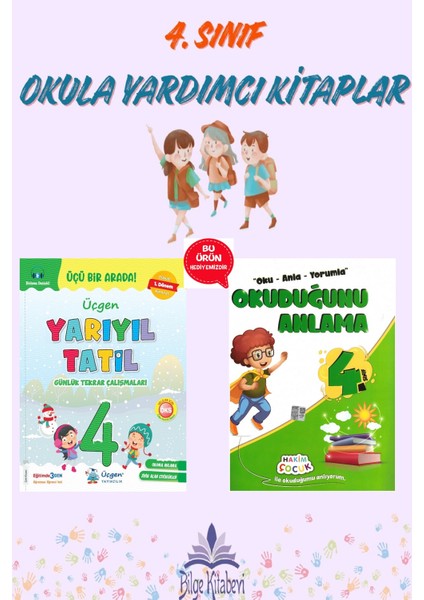 Üçgen 4.sınıf Yarıyıl Tatil Kitabı (1.dönem Konularını Kapsar)- Okuduğunu Anlama Hediyeli