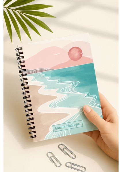 Günlük Planlayıcı A5 Defter, Notlar, Yapılacaklar, Esnek Karton Kapaklı, 100 Günlük, Pembe Boho