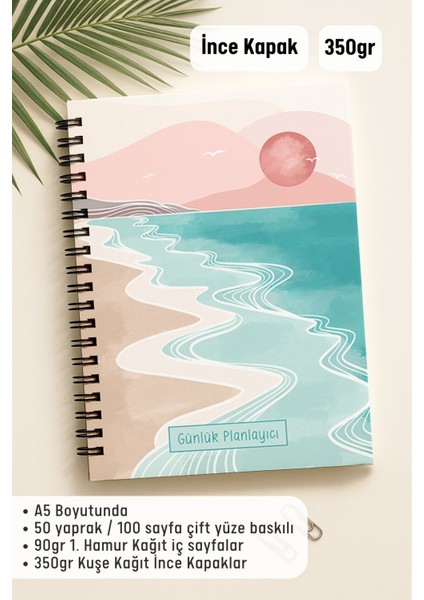 Günlük Planlayıcı A5 Defter, Notlar, Yapılacaklar, Esnek Karton Kapaklı, 100 Günlük, Pembe Boho fiyatları