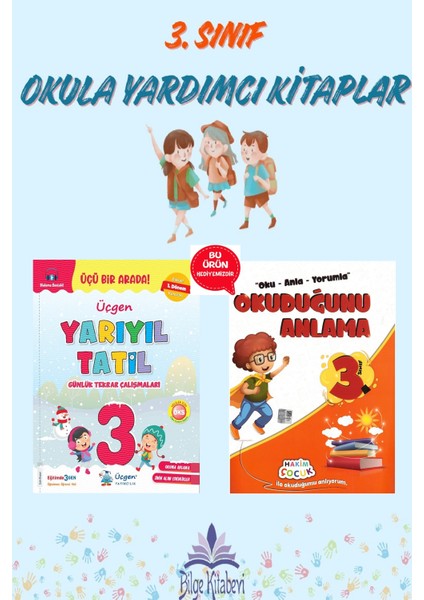 Üçgen 3.sınıf Yarıyıl Tatil Kitabı (1.dönem Konularını Kapsar)- Okuduğunu Anlama Hediyeli