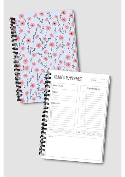 Günlük Planlayıcı A5 Defter, Notlar, Yapılacaklar, Esnek Karton Kapaklı, 100 Günlük, Pembe Çiçekli indirimleri