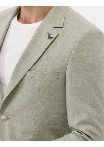 Erkek Açık Yeşil Ekstra Slim Fit Keten Karışımlı Blazer Ceket 50264619-VR092
