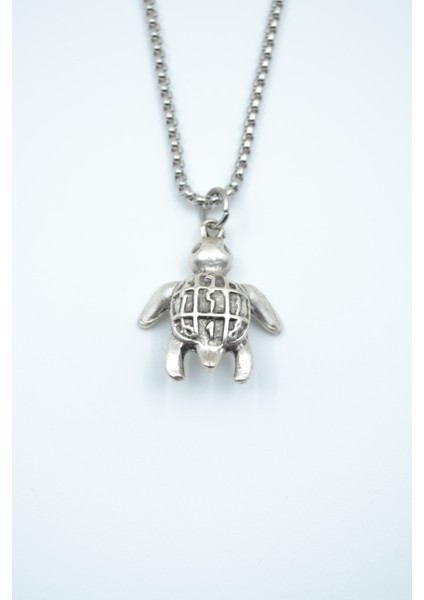 Kaplumbağ Gümüş Kaplama Örme Zincir Kolye
