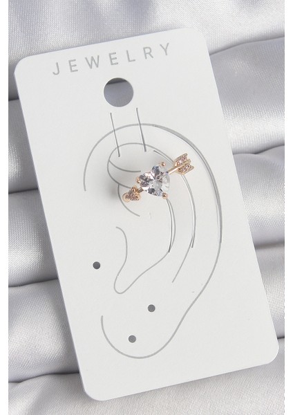 Pirinç Renk Zirkon Taşlı Kalp Kadın Kıkırdak Küpe - TJ-BKP10576 fiyatları