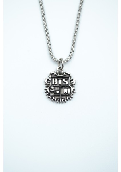 Minimal BTS Army Gümüş Kaplama Örme Zincir Kolye