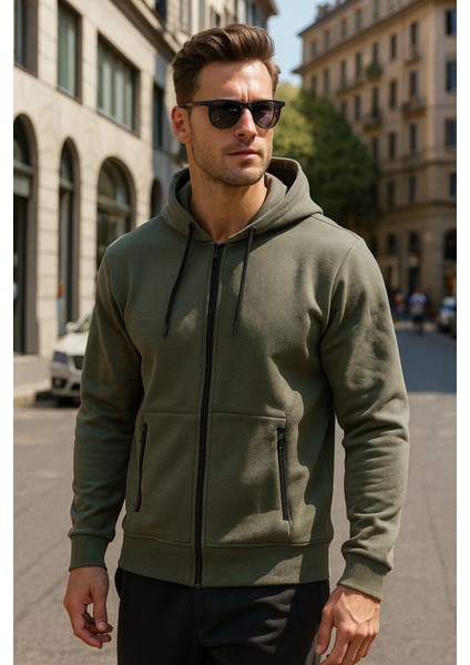 Erkek Kapüşonlu Tek Üst Ceket REU-25723 Haki fiyatları