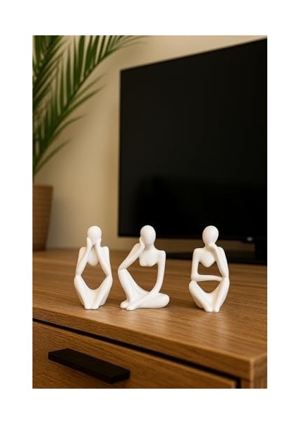 Ev & Ofis Dekoru – Beyaz 3’lü Insan Figürü Seti | El Yapımı Minimalist Heykel Takımı fiyatları