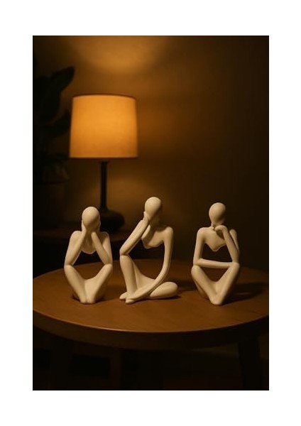 Ev & Ofis Dekoru – Beyaz 3’lü Insan Figürü Seti | El Yapımı Minimalist Heykel Takımı modelleri