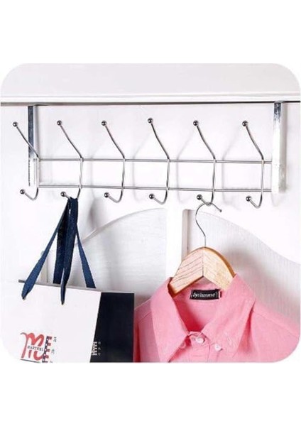 12&apos;li Kapı Arkası Metal Askı,amerikan Kapı Arkası Askılık,banyo,mutfak,yatak Odası Için Kapı Arkasına Takılan Krom Askı (1)