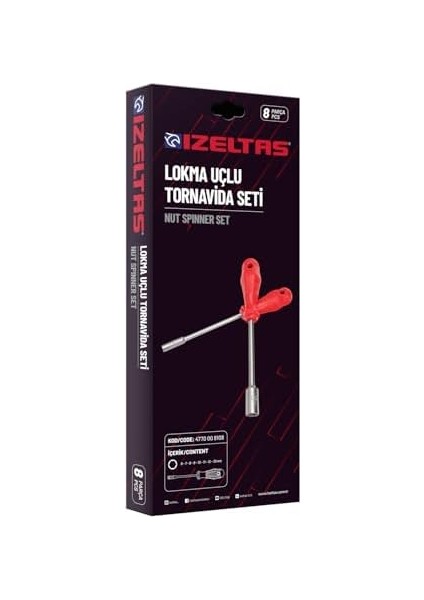 4770008108 Lokma Uçlu Tornavidalar, Kırmızı, 8&apos;li