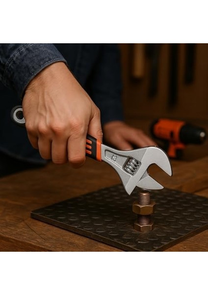 3’lü Ayarlı Ingiliz Anahtarı-Kurbağacık Seti – 8", 10" ve 12" Boy, Kaymaz Saplı, Profesyonel El Aleti