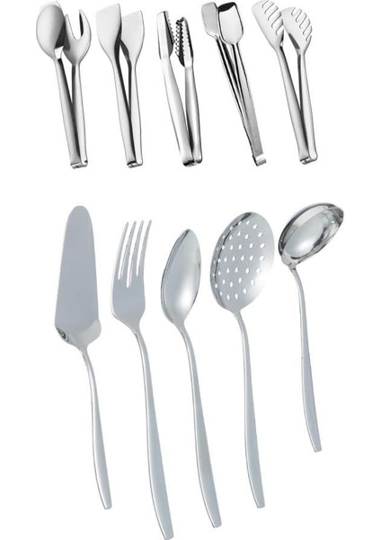 Çelik Maşa 10 Prç. Servis Maşa Seti - Servis Takımı