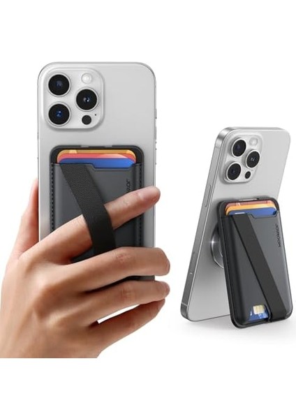 Joyroom For Wallet Stand Magnetic Card Holder Compatible With 17/16 Pro Max Air/ 15/14, Phone Wallet With Wrist Strap Secure Anti-Drop
