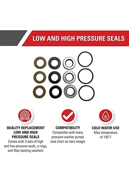 Cleaning 7105742 Basınçlı Yıkama Pompaları Için Yedek Düşük ve Yüksek Basınçlı Conta, Siyah modelleri