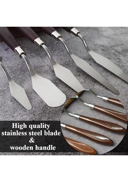 Renovon Palet Bıçağı 5 Parça Paslanmaz Çelik Spatula Seti, Kil Hamuru Pasta Krema Yağlıboya Için Ahşap Saplı Süsleme Şekil Verme ve Kazıma, Boya Araçları,mutfakta ve Diğer Hobi ve El Sanatları Için