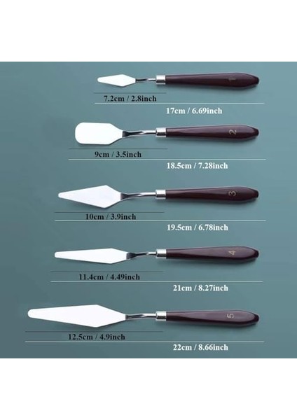 Renovon Palet Bıçağı 5 Parça Paslanmaz Çelik Spatula Seti, Kil Hamuru Pasta Krema Yağlıboya Için Ahşap Saplı Süsleme Şekil Verme ve Kazıma, Boya Araçları,mutfakta ve Diğer Hobi ve El Sanatları Için modelleri