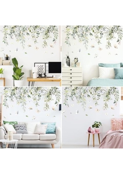 Duvar Çıkartması, 2 Adet Yeşil Bitki Duvar Çıkartması, 30 x 90 cm Kelebek Duvar Kağıdı, Çocuk Odası Bebek Odası Oturma Odası Ofis ve Sınıflar Için Yapıştır Çıkar Duvar Dekoru modelleri