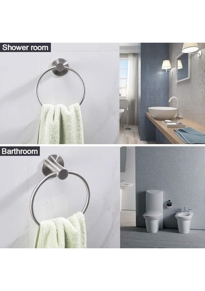 Yapışkanlı Havlu Halkası, Deliksiz Montaj, Paslanmaz Çelik Yapı, Şık ve Modern Tasarım, Mutfak ve Banyo Için Pratik Havlu Askısı