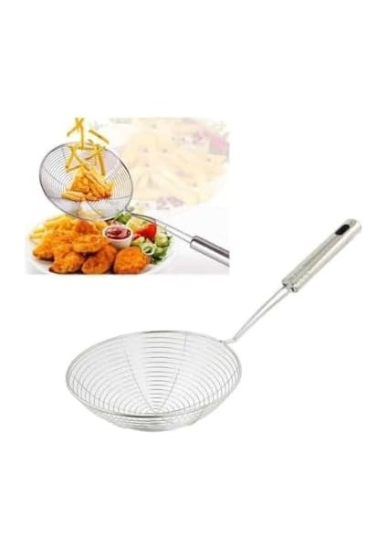 18-16 cm Paslanmaz Çelik Süzgeç Kepçe – Dayanıklı Kızartma ve Haşlama Kevgir Kaşık, Uzun Saplı Mutfak Süzgeci (16CM) fiyatları