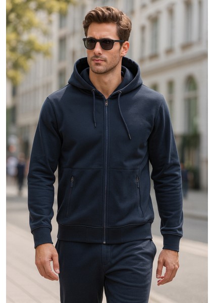 Erkek Kapüşonlu Tek Üst Ceket REU-25723 Lacivert fiyatları