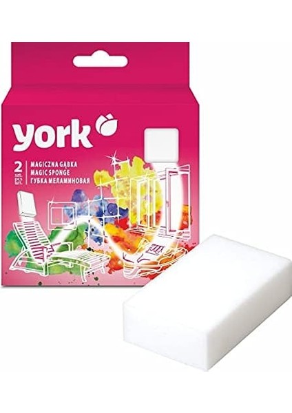 York Sünger, 2&apos;li Set, Deterjan Içermez, Duvarlar, Mobilyalar, Ayakkabılar Için Melamin Köpük