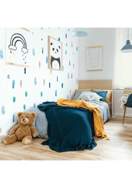 RMK4580SCS Havalı Örneği Soyulabilir ve Yapıştır Duvar Çıkartmaları, Mavi, Deniz Mavisi, Gri