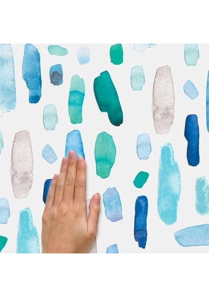 RMK4580SCS Havalı Örneği Soyulabilir ve Yapıştır Duvar Çıkartmaları, Mavi, Deniz Mavisi, Gri fiyatları